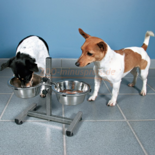 Hundebar - Doppelnapf, in diversen Gren, mit 2 rostfreien Edelstahlnpfen