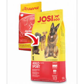 Hundefutter JosiDog AGILO SPORT  15 kg. Fr agile und lebhafte Hunde mit viel Energieverbrauch.glutenfreie Rezeptur von JosiDog Agilo Sport eignet sich fr Sporthunde mit erhhten Energiebedarf.
