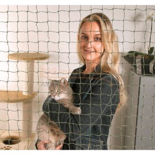 Katzen Balkon-, oder Schutznetz - 2 m x 1,5 m schwarz - Netz geknotet aus Polyethylen wetterfest und strapazierfhig. UV bestndig