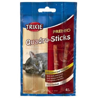 Katzen Snack PREMIO Quadro-Sticks Anti-Hairball, Fleischgehalt 95 % ohne Zucker, 5 Packungen  4 Sticks a 5g = 100 g gesamt Geflgel / Leber 