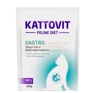 Katzenfutter Kattovit Gastro, Trockenfutter 1250 g, bei Magen,Darm und Bauchspeicheldrsenproblemen