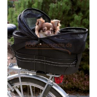 Hunde Fahrrad Tasche 29x42x48 cm, bis 8 kg Tiergewicht.formstabiles EVA, stabiler Metallrahmen fr einen sicheren Transport des Tieres auf dem Gepcktrger, Tasche durch Klettverschlsse vom Rahmen abnehmbar und als Transporttasche verwendbar.