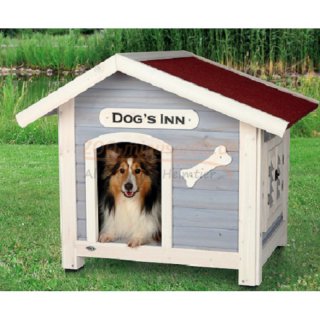 Hunde Htte DOG`s INN in zwei Gren erhltl. aus lasiertem Kiefernholz,wasserfest, Dachhlfte separat von oben zu ffnen