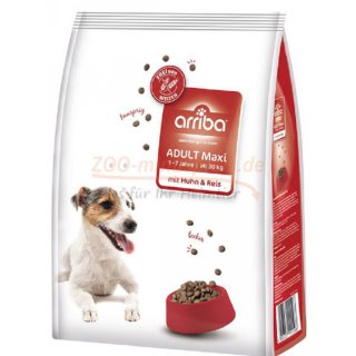 Hundefutter ARRIBA Adult Maxi, Huhn und Reis fr groe Hunderassen, in 3kg und 12 kg, ohne Aromastoffe, Farbstoffe und Weizen