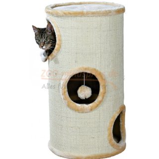 Katzen Kratz Tower SAMUEL Hhe 70 cm,Grundflche:  36 cm, mit Sisalkratzflche und Plsch-Bezug, 3 Etagen (Ebene 1 und 2 miteinander verbunden.
