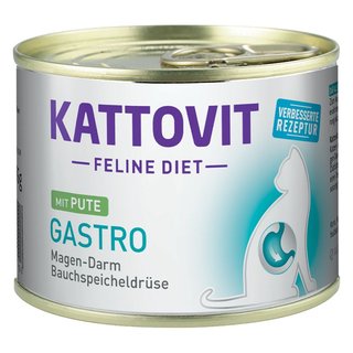 Katzenfutter Kattovit Gastro mit Pute, bei Magen, Darm und Bauchspeicheldrsenproblemen (12 Stk  185g = 2100g)