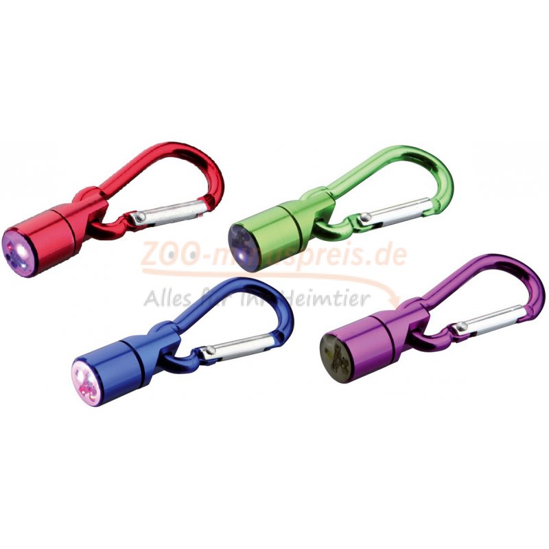 Hunde Karabiner Leuchtanhänger, Blinklicht in rot / blau / weiß