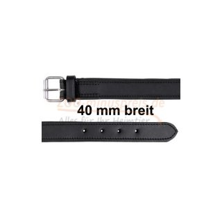 ACTIVE Leder Halsband, breite Ausfhrung, hochwertiges Echtleder 38 - 45 cm, 40 mm breit, schwarz, genht,