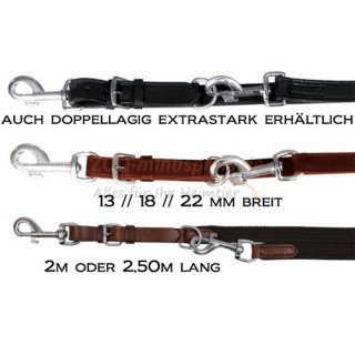 Aktiv Verlngerungsleine Leder, hochwertiges Echtleder 2 m, 13mm, belastbar und reifest,