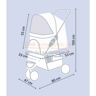 Hunde Transport Buggy, extra leichte Ausfhrung (4,6 kg), Einhand-Klapp-Bedienung am Griff, Mae: 47  100  80 cm, bis 15 kg Tiergewicht.