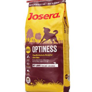 Hundefutter JOSERA OPTINESS in 4,5 kg und 15 kg. Die besondere Rezeptur fr jeden Tag, die unsere whlerischen Vierbeiner mit allem versorgt, was sie brauchen. Feinstes Lammfleisch  Josera Optiness 4,5 kg