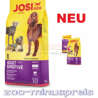 Hundefutter JosiDog ADULT SENSITIVE, fr sensible ausgewachsene Hunderasse, in 4,5 kg und 18 kg. mit glutenfreien Rezeptur ist das schmackhafte Hundefutter leicht verdaulich und hoch verwertbar.