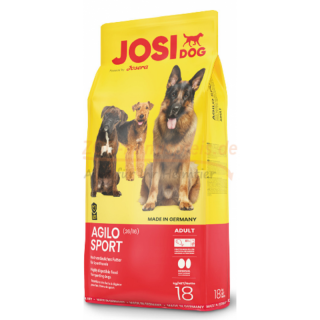 Hundefutter JosiDog AGILO SPORT  18 kg. Für agile und lebhafte Hunde mit viel Energieverbrauch.glutenfreie Rezeptur von JosiDog Agilo Sport eignet sich für Sporthunde mit erhöhten Energiebedarf.