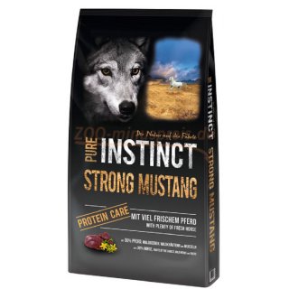 Hundefutter PURE INSTINCCT STRONG MUSTANG 12 kg,  fr Hunde mit viel frischem Pferd untersttzt die hervorragende Akzeptanz von PURE INSTINCT