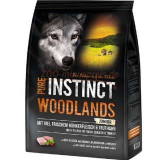 Hundefutter PURE INSTINCT Woodlands, Junior- Getreidefrei, Zuckerfrei, Natur pur bis zu 63 % Fleischanteil Pure Instinct Junior Woodlands 4 kg