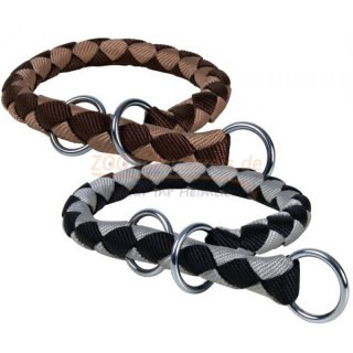 Hundehalsband CAVO Flechthalsband einstellbar mit Wrgesperre am Hals, berwurfhalsband, Nylon rund, mit Zugbegrenzung 39 cm - 45 cm, 12 mm stark 143820 graphit schwarz 38-45cm