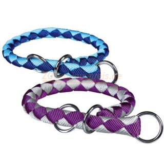 Hundehalsband CAVO Flechthalsband einstellbar mit Wrgesperre am Hals, berwurfhalsband, Nylon rund, mit Zugbegrenzung 43 cm - 51 cm, 18 mm stark 14392 blau indigoblau 48-51 cm