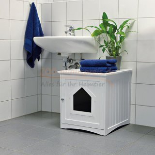 Katzentoilette oder Katzentoilettenhaus. Blickfang für ihr Bad. Größe:49x51x51cm. MDF lackiert.
