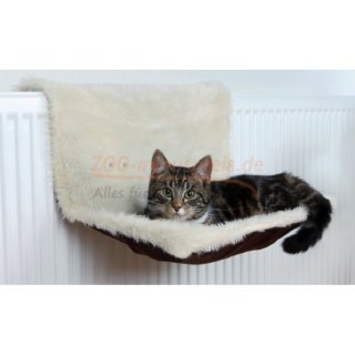 Katzen Liegemulde für Heizkörper, Langhaar-Plüsch/Veloursleder-Optik,  45 × 26 × 31 cm  