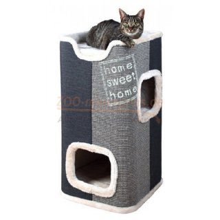 Katzen Kratz Turm - Tower JORGE, Grundflche 40 x 40 cm, Hhe 78 cm, mit Webstoff-/Plsch-Bezug und Sisalkratzflchen, mit 2 Etagen, mit Plsch ausgestattet