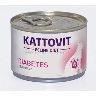 Katzenfutter Kattovit Diabetes HUHN, Nassfutter, bei Blutzucker/Diabetes (12 Stk á 175 g = 2100g)