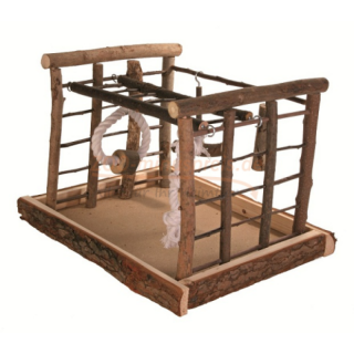 Natur Holz Spielplatz, fr Wellensittiche und Kanarien, 35 x 29 H x 25 cm