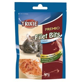 Katzen Premio Filet Bits light,  3 Stück Pack. á 50 g, mit Hühnchen, mindestens 85 % Fleisch