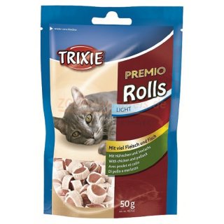 Katzen Premio Rolls light,  3 Stck Pack.  50 g, mit Hhnchen und Seelachs, mindestens 65 %  Fleisch und 15 % Fisch