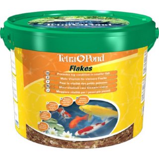 Teichfutter Tetra Pond Flakes 10 Liter, Hauptfutter in Flockenform, besonders gut geeignet für alle Klein- und Jungfische im Gartenteich