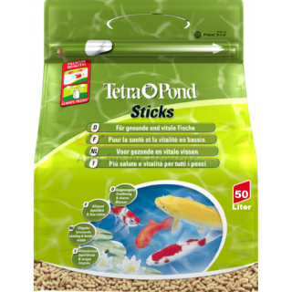 Teichfutter Tetra Pond Sticks 50 Liter, Hauptfutter für alle Gartenteichfische in Form von schwimmfähigen Sticks