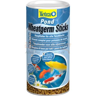 Teichfutter Tetra Pond Wheatgerm Sticks 10 Liter. Speziell entwickelte schwimmfähige Futtersticks für eine gesunde und ausgewogene Ernährung von Teichfischen bei kühlen Wassertemperaturen