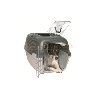 Hunde Transportbox, Kunstoff 40 b x 38 h x 61 L cm, mit Metallgitter und Tragegriff