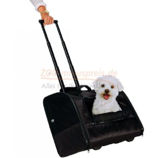 Hunde oder Katzen Transport Trolley ELEGANCE, praktische Rolltasche 45x41x31 cm bis 10 kg Tiergewicht, seitlich und von vorne zu öffnen