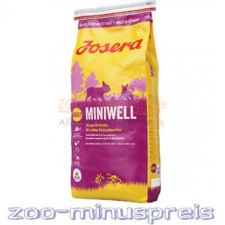 Hundefutter JOSERA MINI well, in 4,5 kg und 15 kg. peziell für die Bedürfnisse kleiner Hunderassen entwickelt. Der hohe Anteil an leichtverdaulichem Geflügelfleisch und Reis