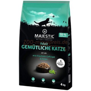 Katzenfutter MAJESTIC Indoor Zuhause in 1,8 kg und 4 kg, speziell gefertigt fr die im Haus lebende Katze.