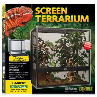 Terrarium EXO TERRA screen Tarrarien, aus Aluminium, korrosionsbeständig, aus eloxiertem Aluminium, mit Substratwanne unten, optimale Durchlüftung in verschieden Größen