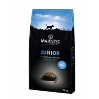 Hundefutter MAJESTIC Junior12 kg, mit Geflügel und Reis. Für heranwachsende Hunde großer Rassen ab 2 bis max. 18 Monaten und ab 10 kg Erwachsenengewicht