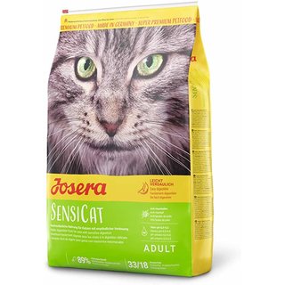 Katzenfutter JOSERA SENSI CAT, in verschiedenen Größen, ausgewählte, leicht verdauliche Rohwaren gewähren beste Verträglichkeit und sind somit speziell für ernährungssensible Katzen geeignet.