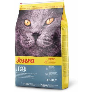 Katzenfutter JOSERA Lger, in verschieden Gren. mit einem reduzierten Energiegehalt und dem Plus an Ballaststoffen ist das richtige Futter fr Katzen mit niedrigerem Aktivittsniveau oder Katzen, die z. B. nach der Kastration zu bergewicht neigen.